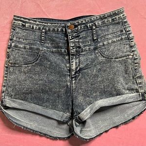 Refuge Stone Black Denim Shorts